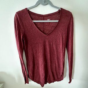 sheer long sleeve v neck